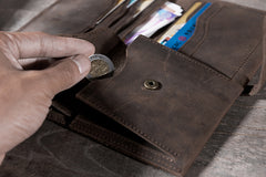 Handmade Leather Mens Clutch Wallet Cool Leather Wallet Long Phone Wallets for Men - iwalletsmen