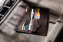 Handmade Leather Mens Clutch Wallet Cool Leather Wallet Long Phone Wallets for Men - iwalletsmen