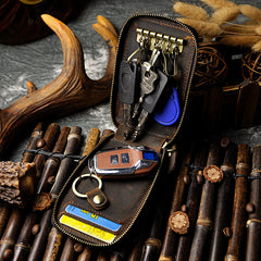 Handmade Leather Mens Cool Key Wallet Car Key Holder Case Card Wallet for Men