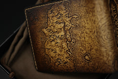 Handmade Leather Tooled World of Warcraft Lich King Mens billfold Wallet Cool Leather Wallet Slim Wallet for Men