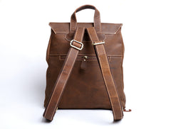 Genuine Leather Mens Cool Backpack Sling Bag Large Black Travel Bag Hiking Bag for men