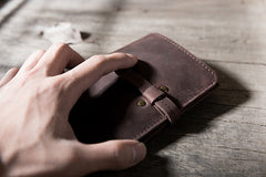 Handmade Leather Mens Cool Slim Leather Wallet Men Small Wallets Bifold for Men