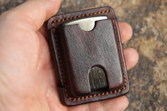 Cool Mens Leather Zippo Lighter Case with Loop Zippo lighter Holder with clip - iwalletsmen