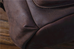 Genuine Leather Mens Cool Backpack Sling Bag Large Coffee Travel Bag Hiking Bag for men