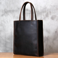 Mens Coffee Black Tote Bag Leather Vintage Cool Handbag Shoulder Bag for Men