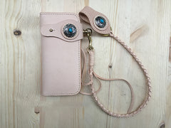 Cool Leather Mens Biker Chain Wallets Handmade Long Wallet with Chain - iwalletsmen