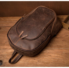Brown Casual Mens Leather 15-inch Large Laptop Backpacks Brown Travel Backpacks School Backpacks for men - iwalletsmen