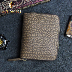 Handmade Leather Floral Mens Zipper Cool billfold Wallet Card Holder Small Card Slim Wallets for Men
