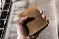 Handmade Leather Mens Cool Slim Leather Wallet Men Small Wallets Bifold for Men