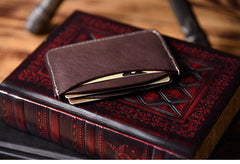 Handmade Mens Cool billfold Leather Wallet Men Small Card Slim Wallets Bifold for Men - iwalletsmen