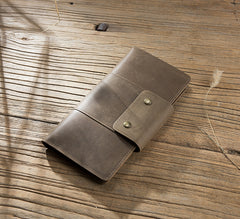 Handmade Leather Mens Travel Wallet Passport Leather Wallet Long Phone Wallets for Men