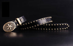Handmade Genuine Leather Punk Rock Western Country Star of David Mens Cool Men Biker Trucker Leather Belt