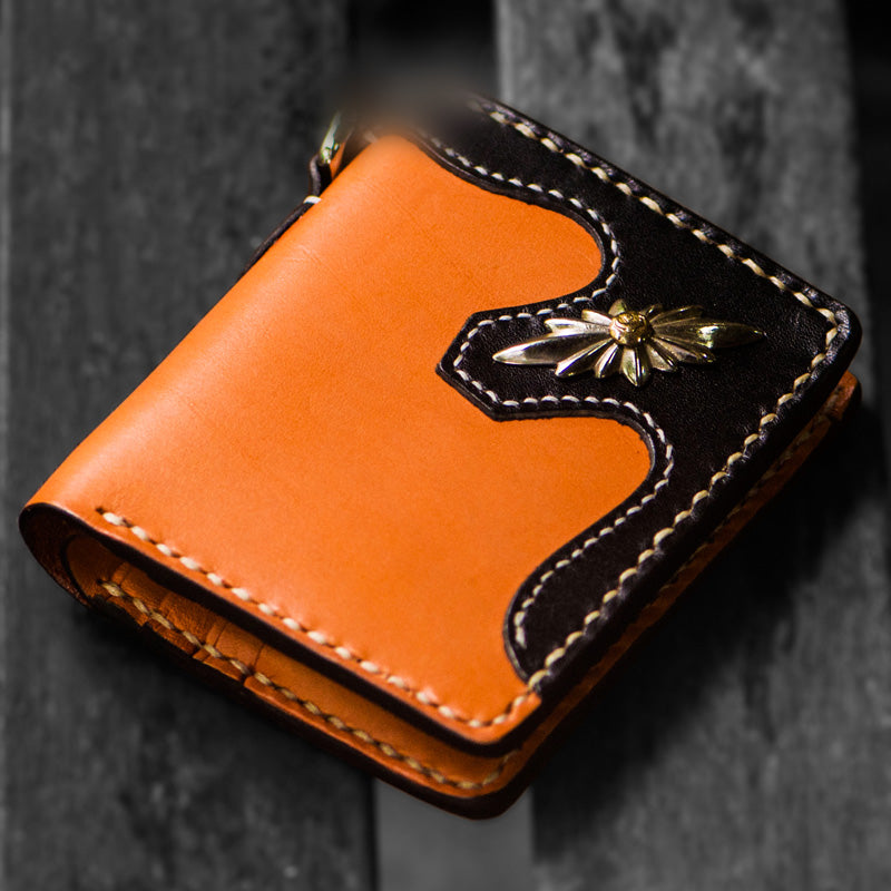 Handmade Leather Trucker Bag Mens billfold Wallet Cool Chain Wallet Biker Wallet for Men