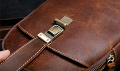 Handmade Leather Mens Cool Chest Bag Sling Bag Crossbody Bag Travel Bag Hiking Bag for men
