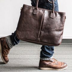 Genuine Leather Mens Briefcase Messenger Bag Laptop Bag Shoulder Bag for men - iwalletsmen