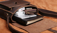 Handmade Leather Mens Cool Messenger Bag Square Bag Chest Bag Bike Bag Cycling Bag for men