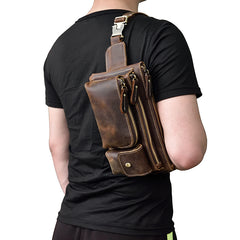 Vintage Leather Fanny Pack Mens Waist Bag Hip Pack Belt Bag for Men - iwalletsmen