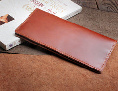 Handmade Leather Mens Cool Long Leather Wallet Clutch Wristlet Wallet for Men