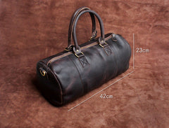 Genuine Leather Mens Bucket Bag Cool Weekender Bag Travel Bag Duffle Bags Overnight Bag Holdall Bag for men