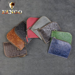 Handmade Leather Floral Mens Front Pocket Wallet Cool Slim Leather Wallet Men billfold Wallets Bifold for Men
