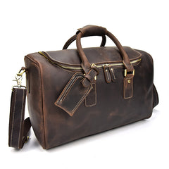 Genuine Leather Mens Cool Weekender Bag Travel Bag Duffle Bags Overnight Bag Holdall Bag for men