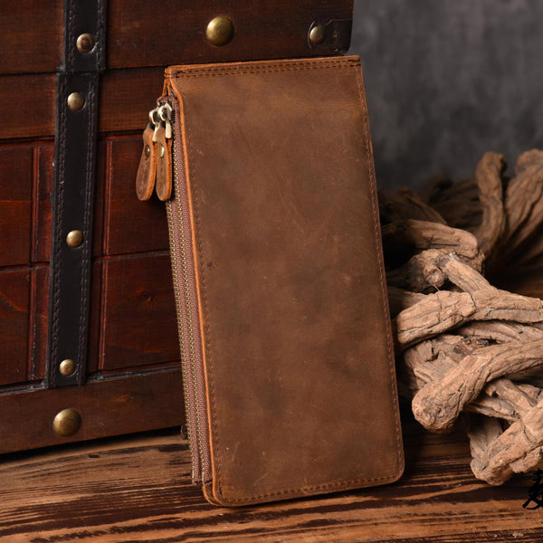 Handmade Leather Mens Cool Long Leather Wallet Card Clutch Wallet for Men - iwalletsmen