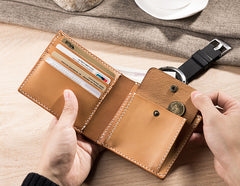 Handmade Leather Mens Cool Slim Leather Wallet Men Small Wallets Bifold for Men