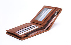 Genuine Leather Mens Cool Slim Leather Wallet Men Small Wallets Bifold for Men