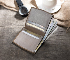 Handmade Leather Mens Cool Slim Leather Wallet Men Small Wallets Bifold for Men