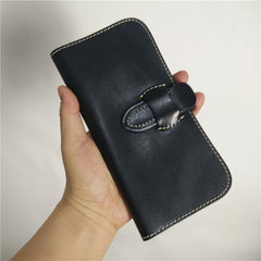 [On Sale] Handmade Vintage Mens Leather Long Wallets Bifold Long Wallet for Men - iwalletsmen