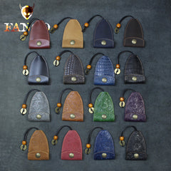 Handmade Leather Floral Mens Cool Car Key Wallet Coin Wallet Pouch Car KeyChain for Men