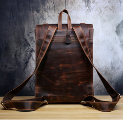 Genuine Leather Mens Cool Backpack Sling Bag Large Black Travel Bag Hiking Bag for men