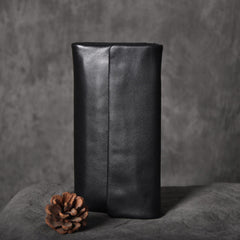 Handmade Leather Mens Cool Long Leather Wallet Trifold Clutch Wallet for Men