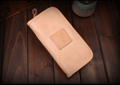 Handmade Leather Mens Clutch Wallet Cool Leather Wallet Long Phone Wallets for Men