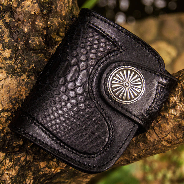 Handmade Leather Biker Wallet Mens Cool billfold Chain Wallet Trucker Wallet with Chain