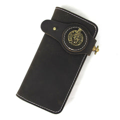 [On Sale] Handmade Mens Long Biker Wallet with Chain Cool Leather Biker Chain Wallets - iwalletsmen