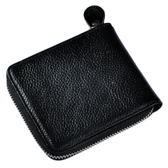 Handmade Leather Mens Cool Zipper Leather Wallet Card Wallet Men Small Wallets Bifold for Men