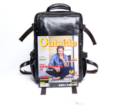 Genuine Leather Mens Cool Backpack Sling Bag Large Black Travel Bag Hiking Bag for men