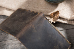 Handmade Leather Mens Cool Slim Leather Wallet Men Small Wallets Bifold for Men