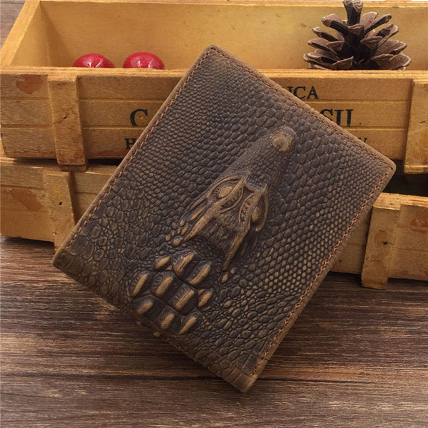 Dragon Leather Mens Wallets Alligator Pattern Cool billfold Slim Bifold Wallet Card Wallet Purse for Mens - iwalletsmen