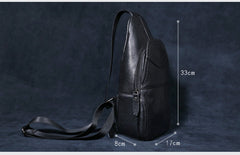 Genuine Leather Mens Cool Chest Bag Sling Bag Crossbody Bag Travel Bag Hiking Bag for men