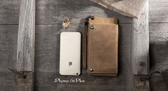 Handmade Leather Mens Cool Long Chain Wallet Phone Biker Trucker Wristlet Wallet