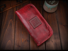 Handmade Leather Mens Clutch Wallet Cool Leather Wallet Long Phone Wallets for Men