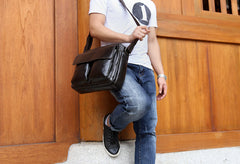 Handmade Leather Mens Cool Messenger Bag Chest Bag Bike Bag Cycling Bag for men