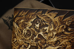 Handmade Leather Tooled League of Legends LOL Ahri the Nine-Tailed Fox Mens billfold Wallet Cool Leather Wallet Slim Wallet for Men