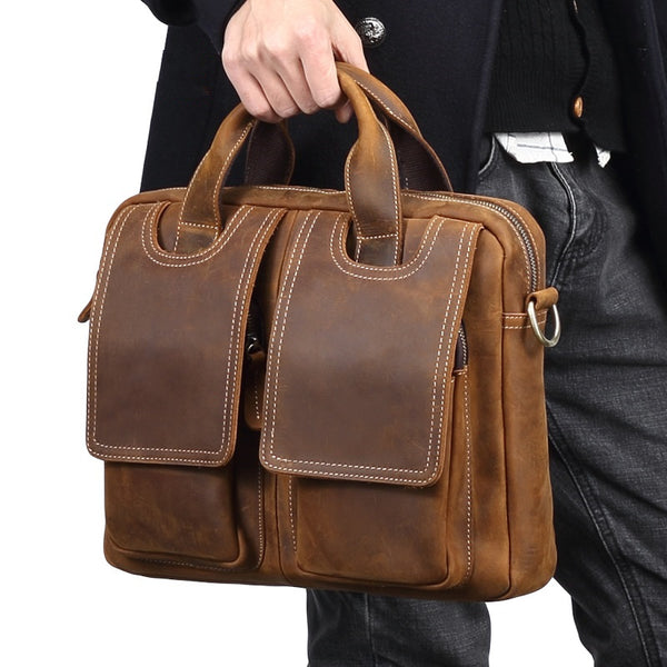 VINTAGE LEATHER MENS LARGE BRIEFCASES BUSINESS BRIEFCASEs COOL SHOULDER BAG HANDBAGS FOR MEN - iwalletsmen