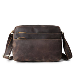 Handmade Leather Mens Cool Small Messenger Bag iPad Bag Chest Bag Bike Bag Cycling Bag for men