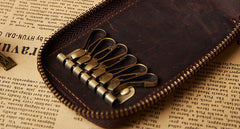 Handmade Leather Mens Cool Key Wallet Car Key Holder Case Card Wallet for Men