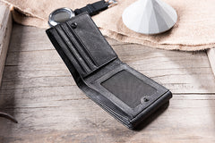 Handmade Leather Mens Cool Slim Leather Wallet Men Small Wallets Bifold for Men