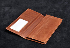 Genuine Leather Mens Cool Long Leather Wallet Zipper Clutch Wristlet Wallet for Men